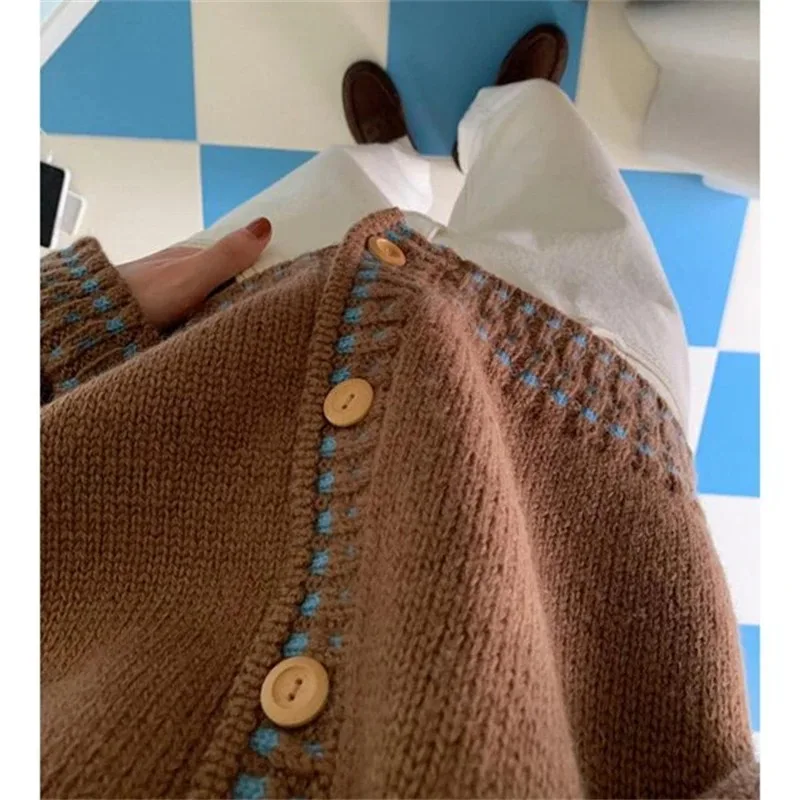 2025 Cardigan lavorato a maglia a maniche lunghe maglione allentato inverno donna autunno O-collo cappotti coreani elegante moda casual maglieria vestiti