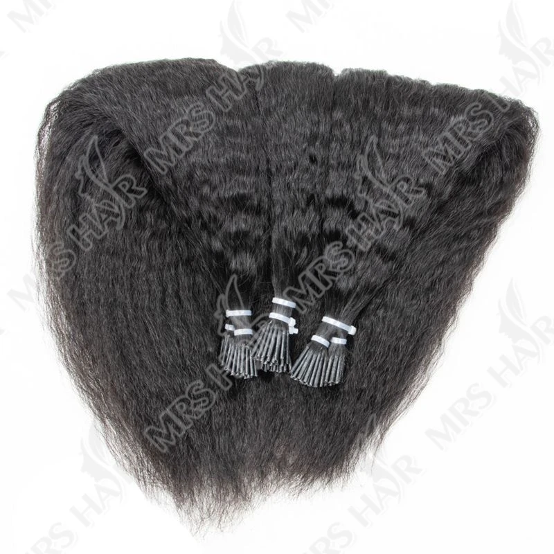 Kinky Straight I Tip estensioni dei capelli umani cuticole Remy Micro Link con perline gratuite 1.5cm 12 "-26" nave dal magazzino FR