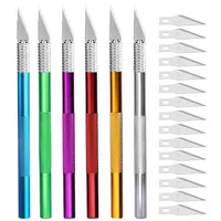Fniiva Engraving Cutter with 10pcs Blade Metal Handle Craft Carving Sculpture Paper Non-Slip Knife DIY Repair Hand Leather Tools