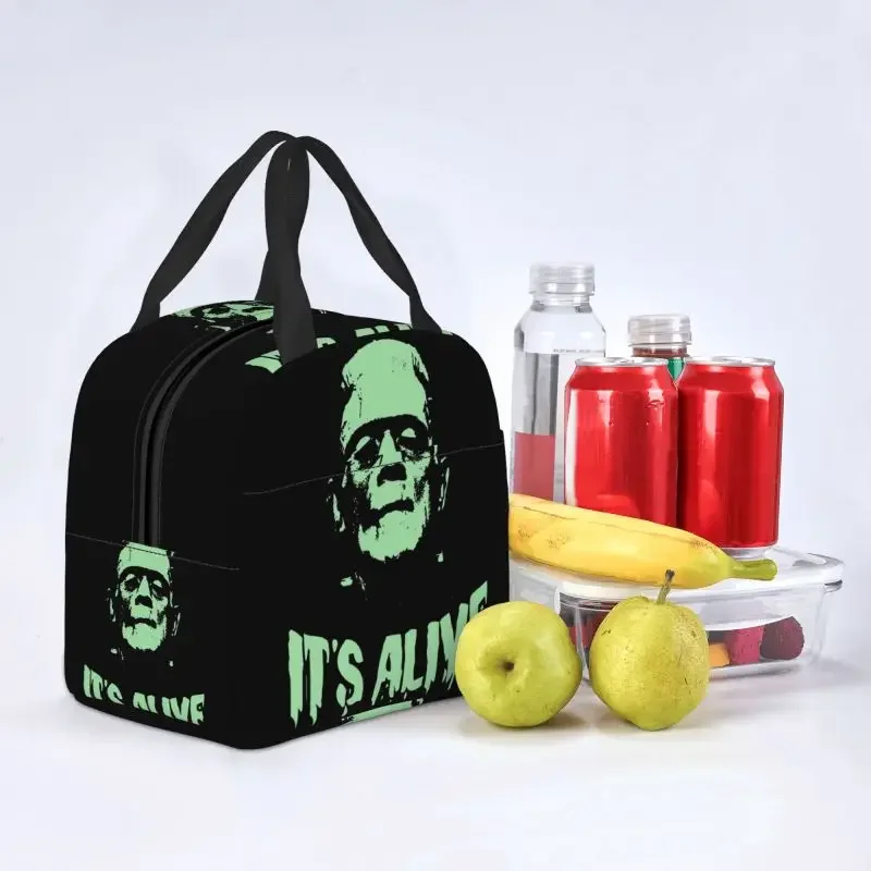 Frankenstein Monster Thermal Insulated Lunch Bags Women Horror Lunch Container for Outdoor Camping Travel Storage Food Bento Box