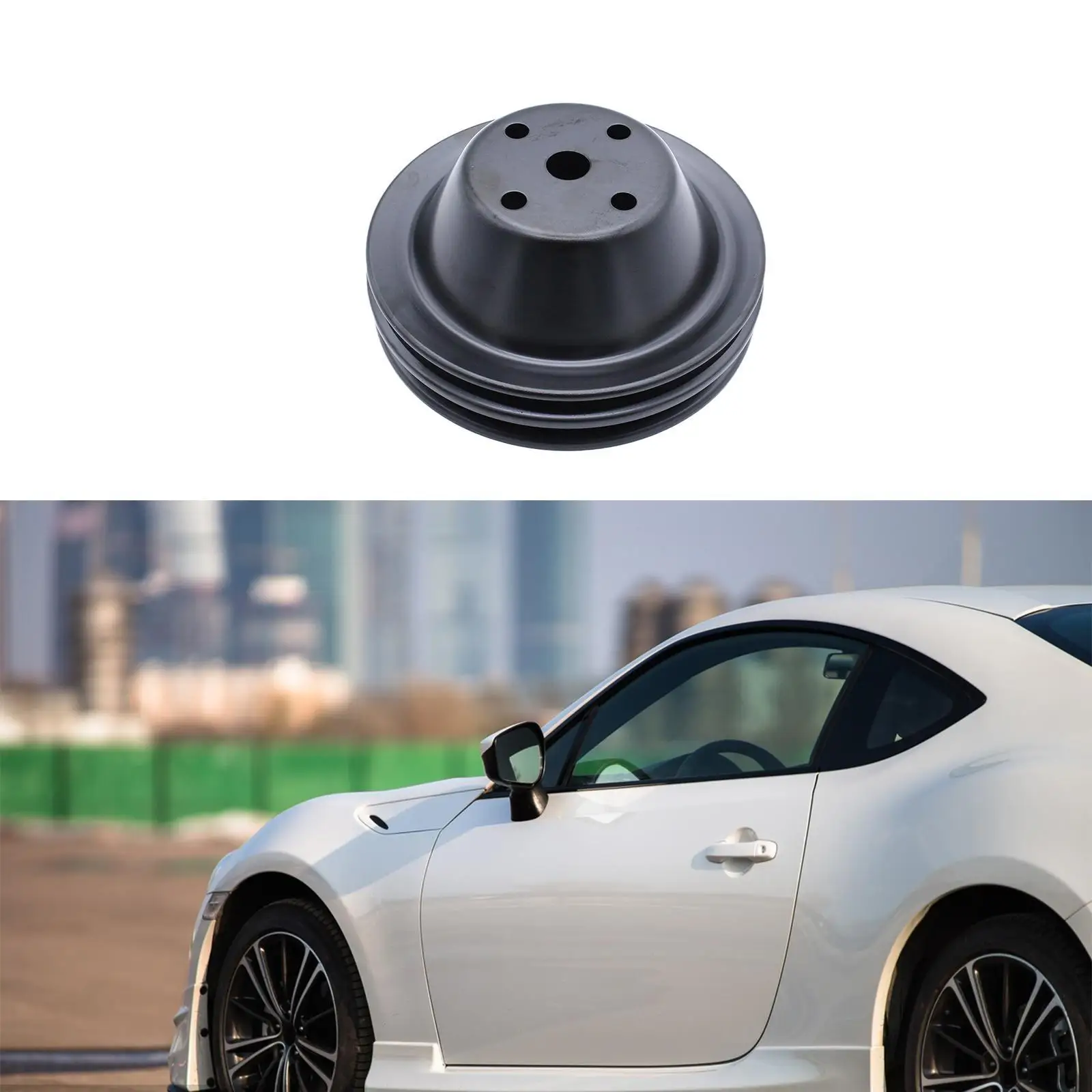 Double Groove Long Water Pump Pulley Premium Auto Accessories Replacement Black Steel for Chevy Small Block 265 350 283 327