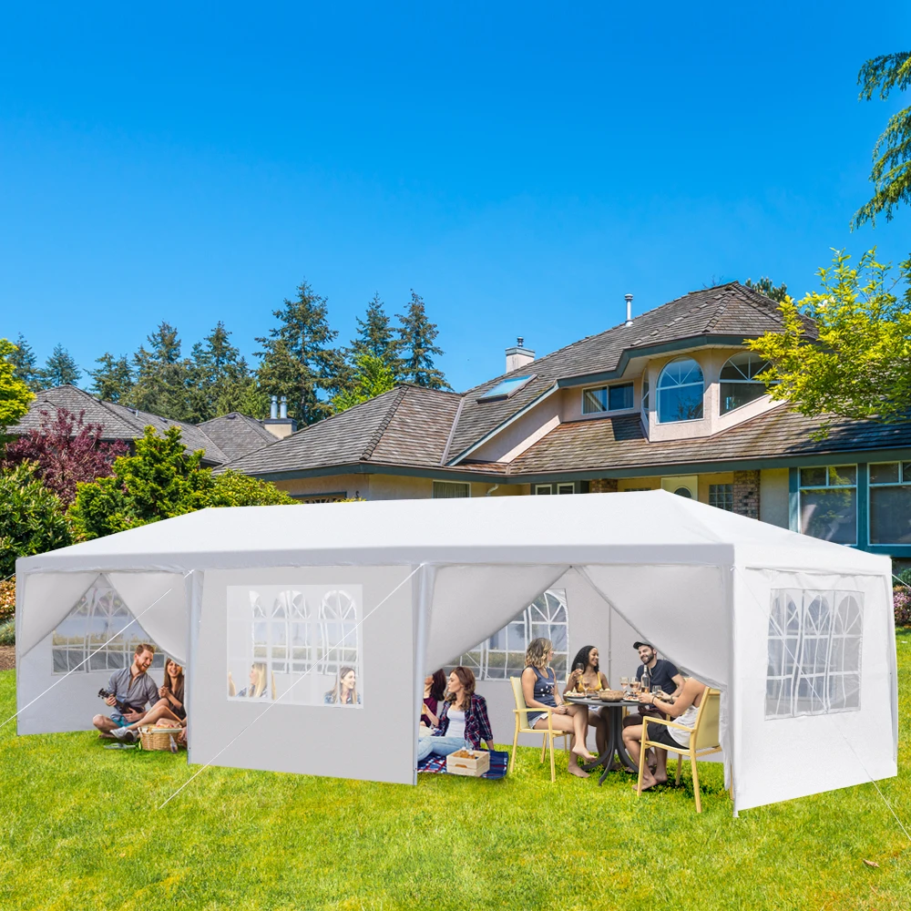 Tienda de campaña para fiesta al aire libre, toldo impermeable con 8 paredes laterales blancas extraíbles, Patio, Gazebo de boda, 10 'x 30'