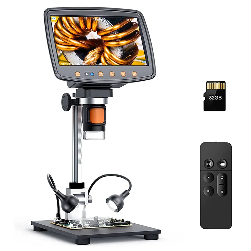 Hayve MS1 HDMI Digital Microscope with 7inch IPS Screen 1500X Magnification with 10LEDs Electron Microscopios For Repairing