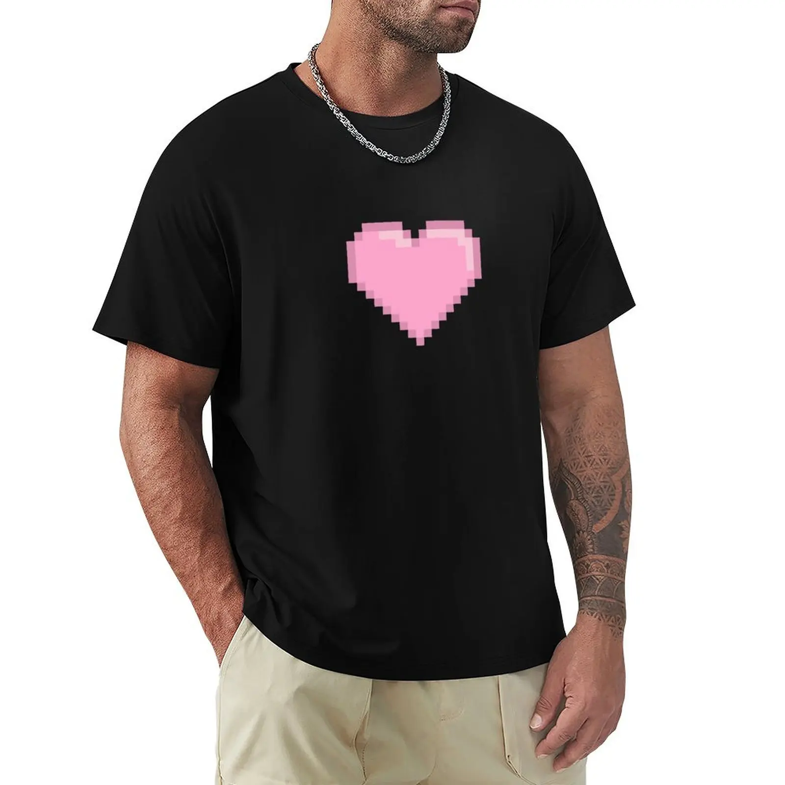 Pink Pixel Heart T-Shirt t shirt for man 100 percent cotton T-Shirt