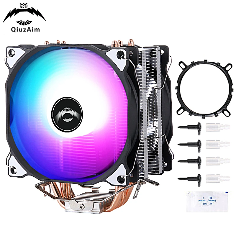 

QiuzAim CPU High Quality Radiator 120mm Fan 4 Heat pipe AM5 AMD am4 Processor Cooler Installing LGA115x 1200 1700 1366 3Pin/4Pin