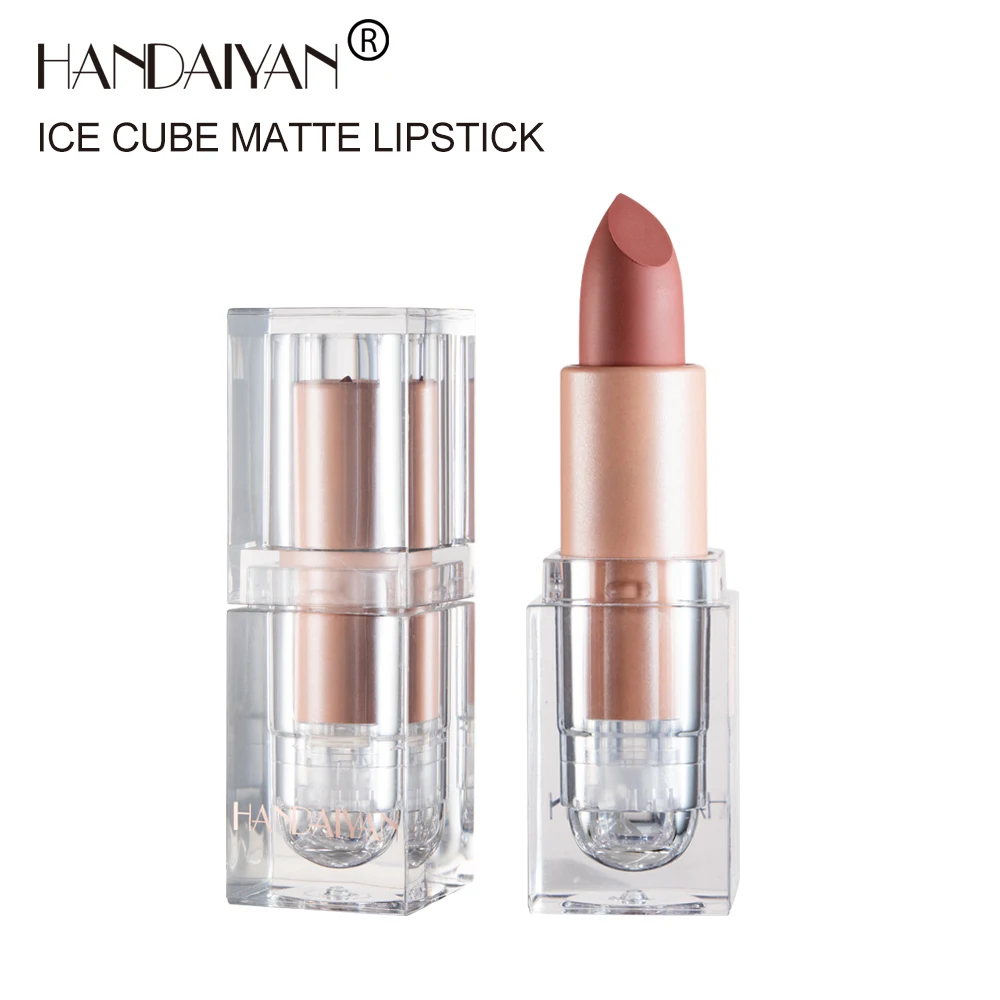 HANDAIYAN 12-color Ice Tube Matte Nude Lipstick easy to color long-lasting lip makeup Cosmetics Waterproof Lips Gift