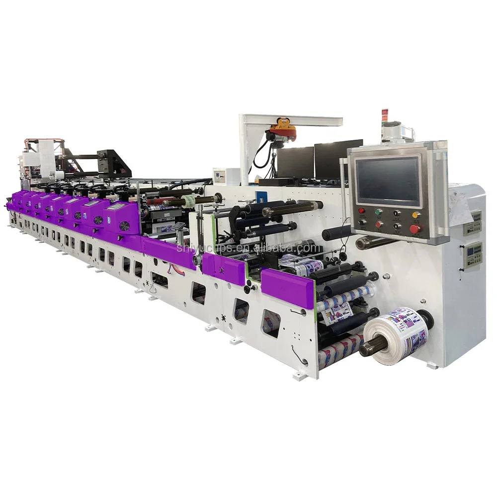 YG Customized Full Servo Motors 350 450 Narrow Web 6 8 Colors UV LABEL Horizontal Flexographic Flexo Printer Press Printing Mach