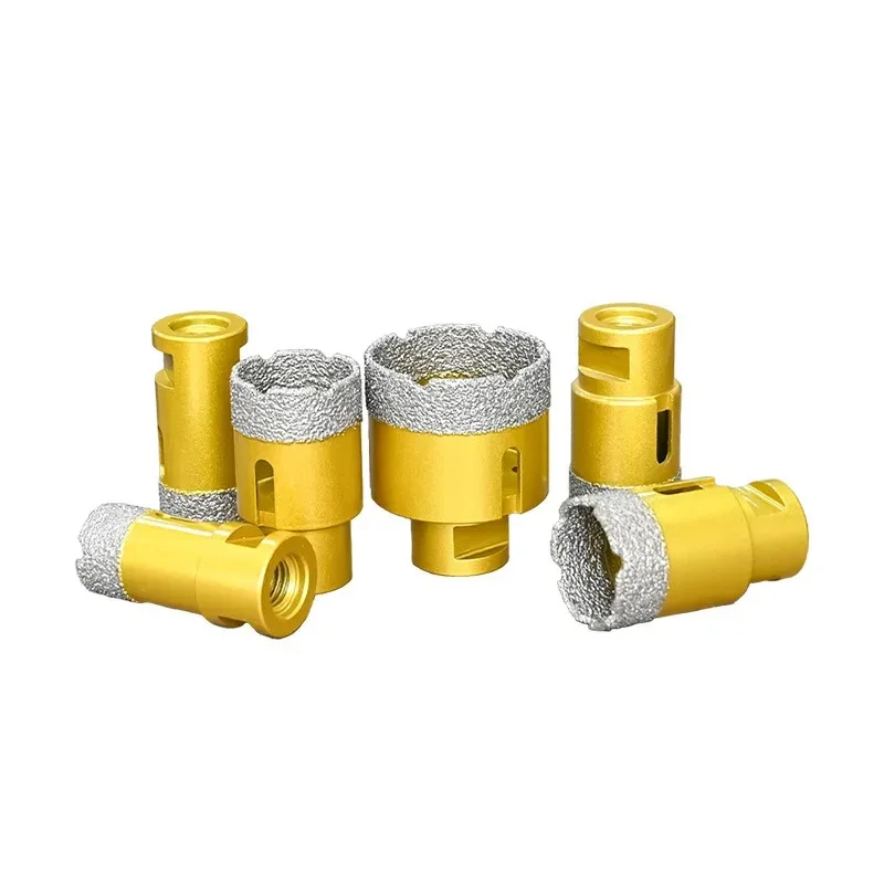 Aluminum box mounted M14 brazed diamond drilling tool, a multi material drilling artifact
