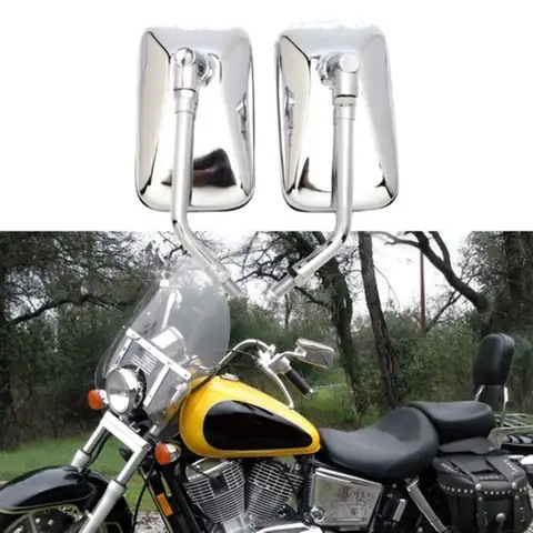 Espelhos retrovisores cromados retangulares para motocicleta para Suzuki Intruder 800 1400 1800