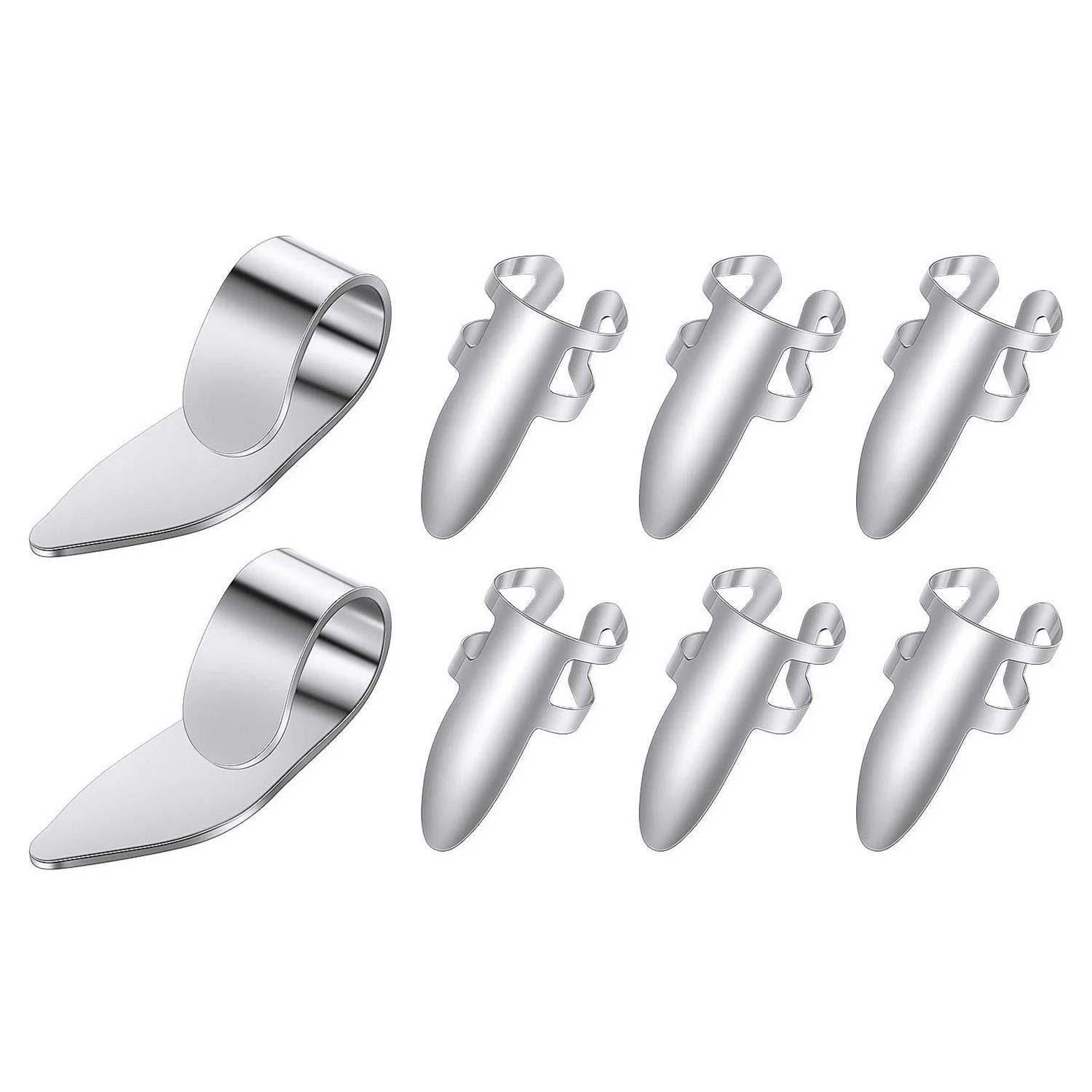 SMIEA 8Pcs Guitar Thumb Finger Picks Stainless Steel Guitar Picks with Plastic Case for Electric Guitar Bass Ukulele (Silver)