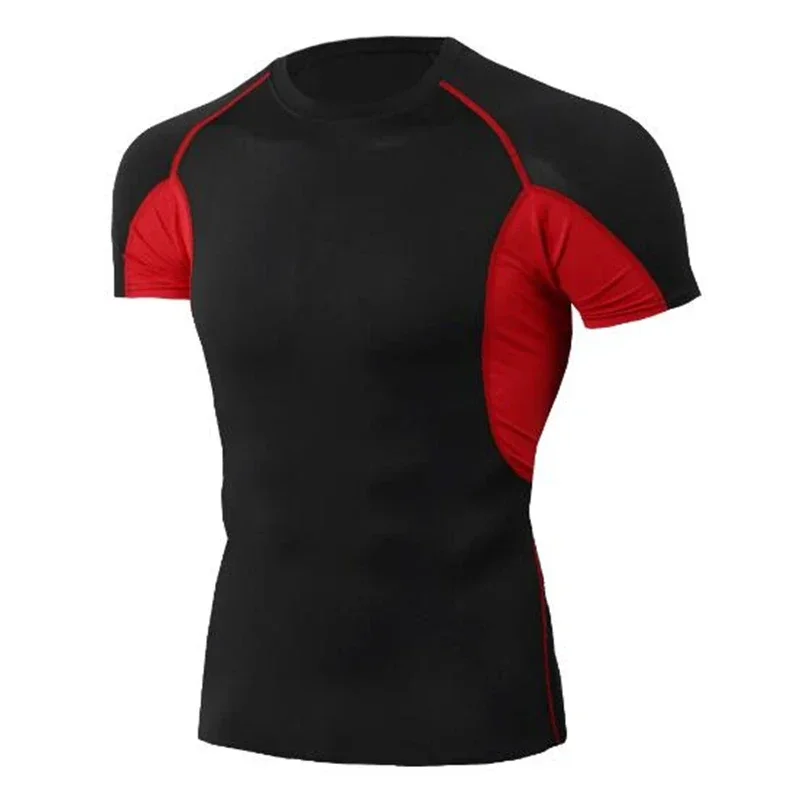 تي شيرت de sport à manches courtes pour homme، vêtement de course، اللياقة البدنية، الضغط، Rashgard