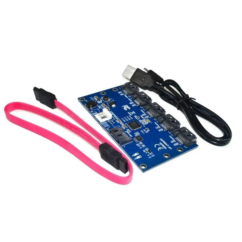 652F Mining 1 To 5 Port PCI-E Adapter Card 6 Ports SATA3.0 6Gbps Expansion