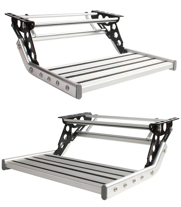 Caravan Foot Steps Manual Folding Ladder Steps Aluminum Alloy Telescopic Non-slip Camper Travel Trailer Caravan Accessories