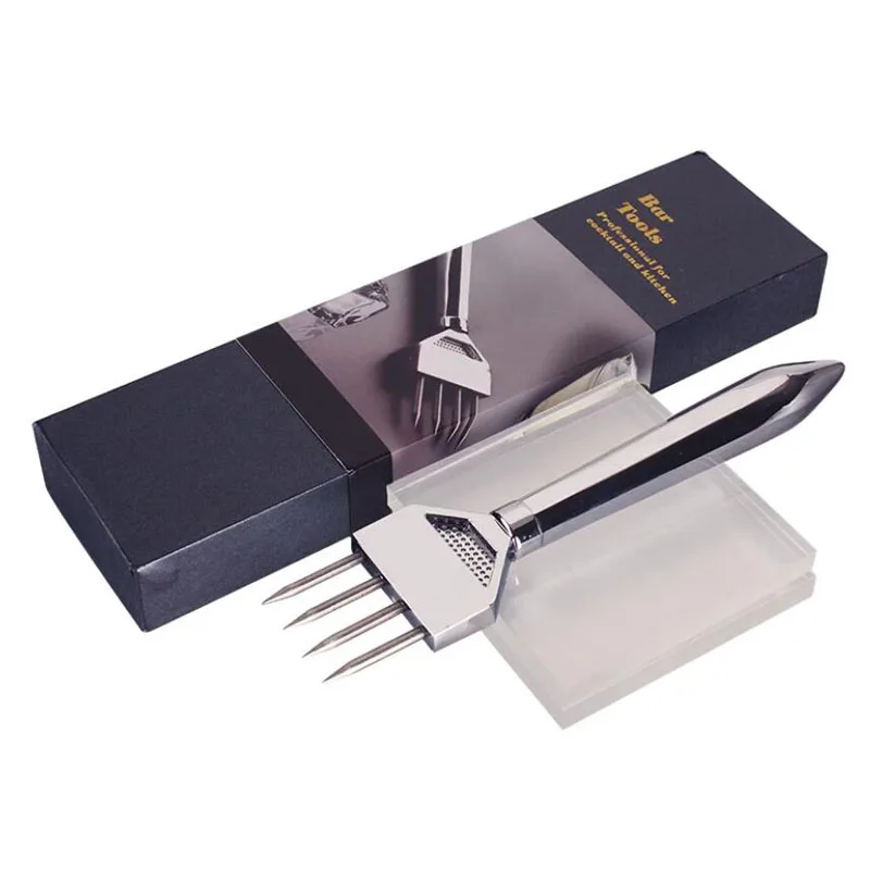 Professional 4-Headed Stainless Steel Ice Pick  Bartender Ice Chipper And Crusher Tool for Beverage Preparation