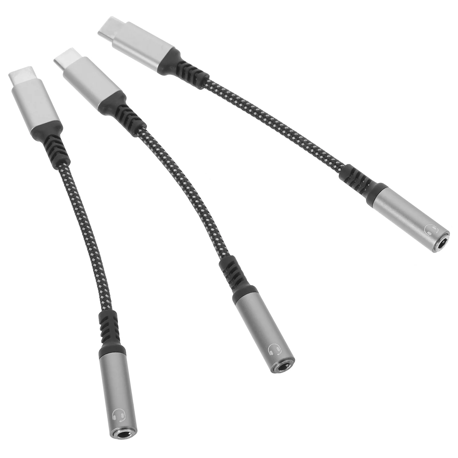 

3Pcs Type-C to 3.5mm Headphone Adapter Cable for Smartphone Audio Jack Nylon Aluminum Tpe Portable Plug and Play USB C to 3.5 Mm