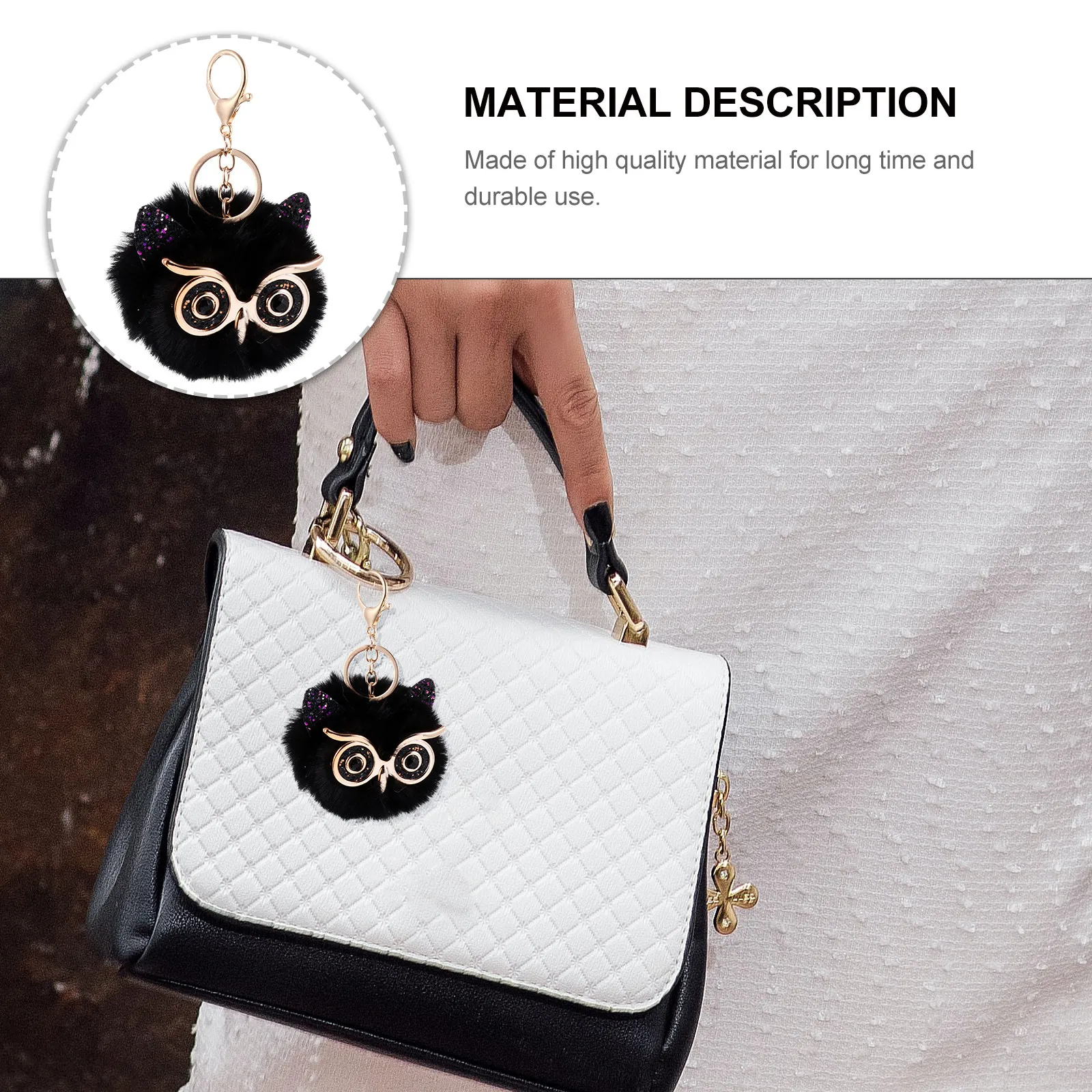 

2Pcs Adorable Owl Ball Key Chain Soft Touch Lightweight Pendant for Bag Backpack Car Keys Purse Cellphone Decorative Keychain