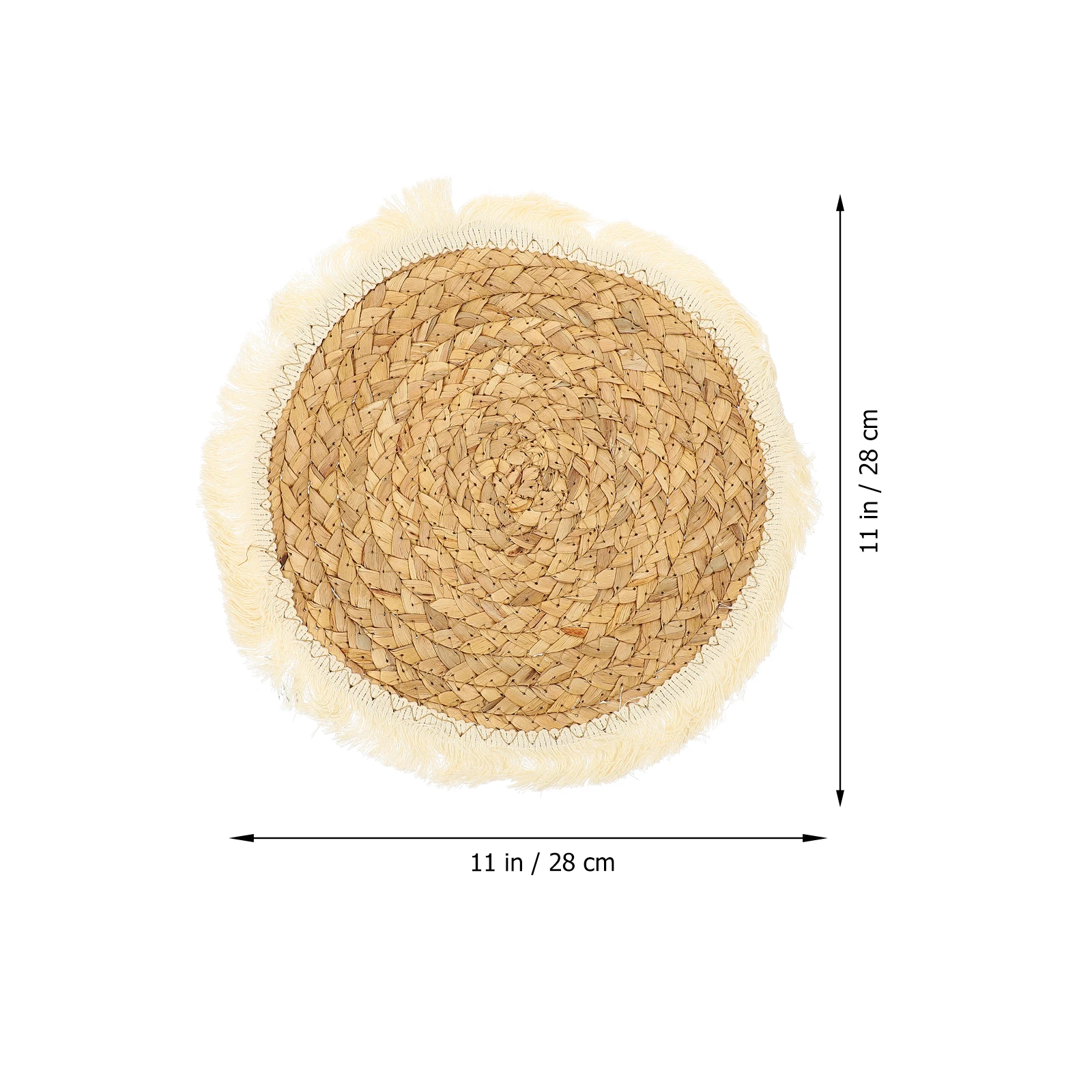 

Natural Woven Placemat Round Coaster Heat Resistant Insulated Bowl Mat Non Slip Tassel Dining Tableware Pad For