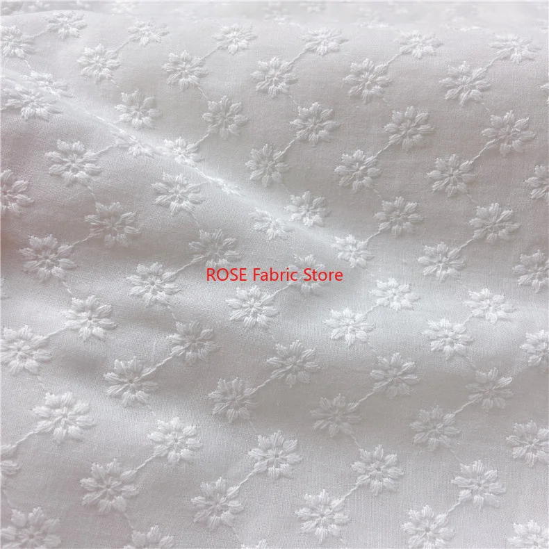 Cotton Embroidery Eyelet Fabric Sof Comfortable Cotton Cloth For Women's And Children's Clothing DIY Tissue Sold By The Yard view 2