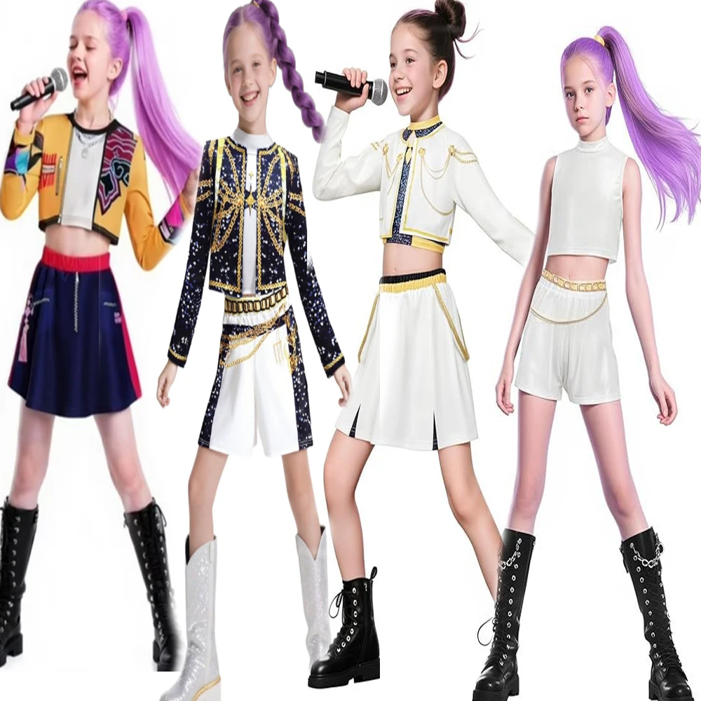 

2025 год, детский костюм Kpop, охотники на демонов, Мира Руми Зои, карнавальный костюм, одежда для выступлений на сцене, маскировочная форма, наряд с принтом для ролевых игр