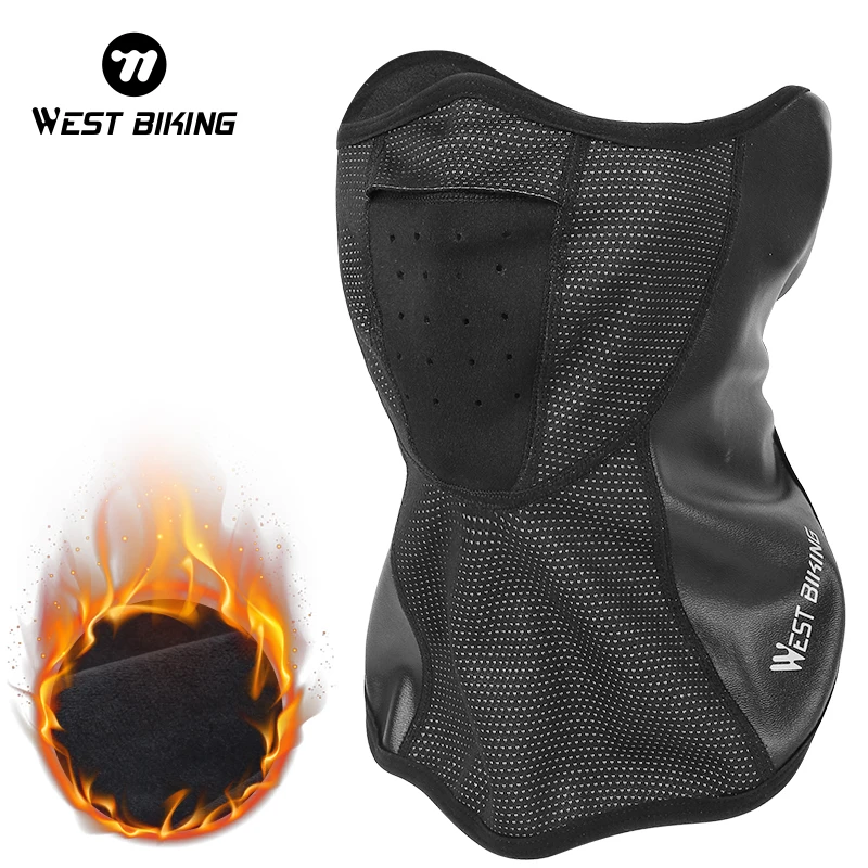 WEST BIKING Winter Cycling Mask Half Face Cover Warm Fleece Face Protection Cycling Ski Sports Outdoor Neck Guard Scarf Mask