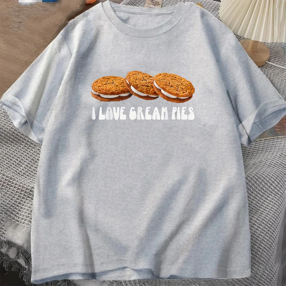 I Love Cream Pies graphic Mens Summer T-Shirt Cotton O-neck short-sleeved Tee Vintage Oversized Tshirts Unisex casual streetwear