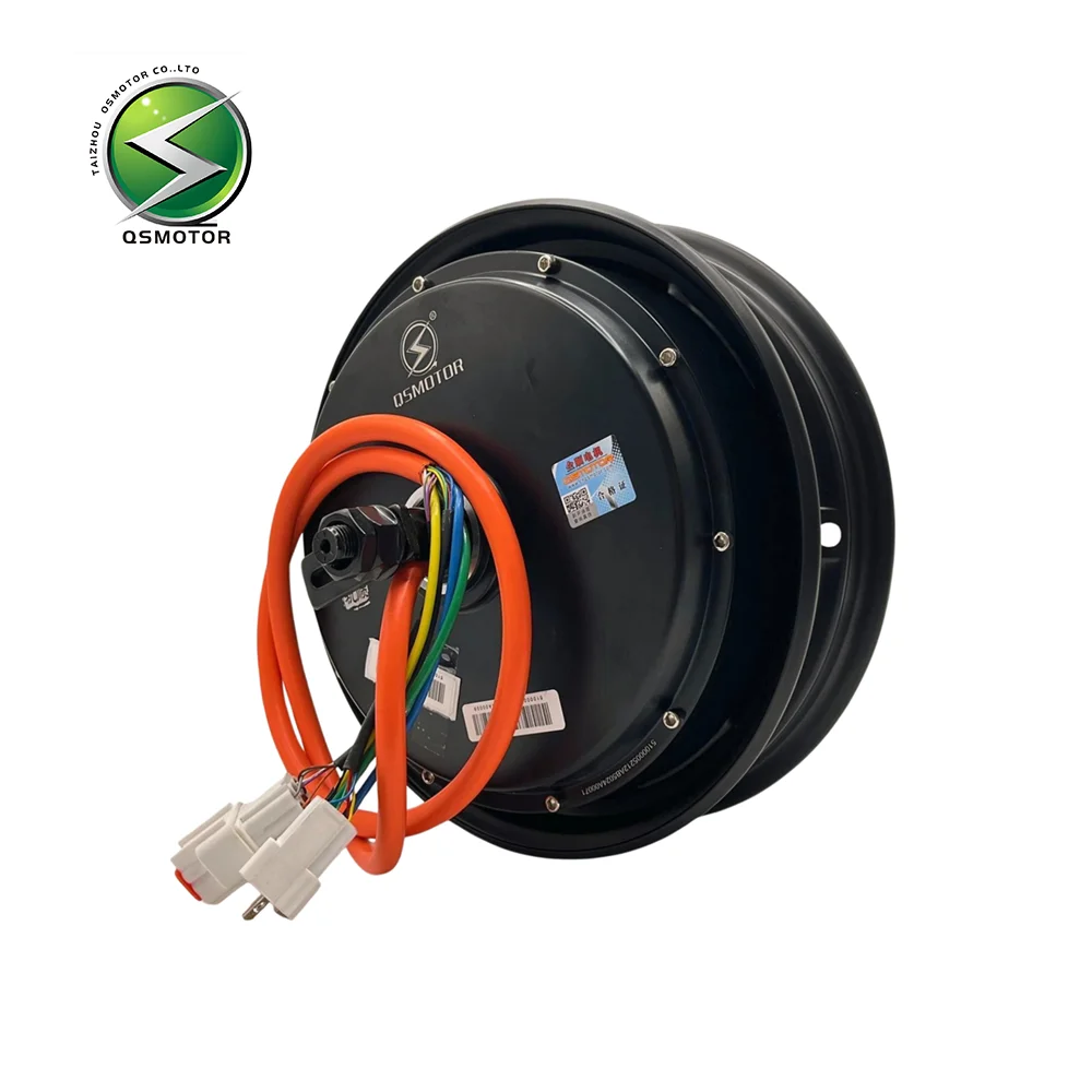 

QSMOTOR 10 Inch 3000W 50H Double Hall 48-96V Brushless DC Motor Matte Black Suitable for Electric Motorcycles