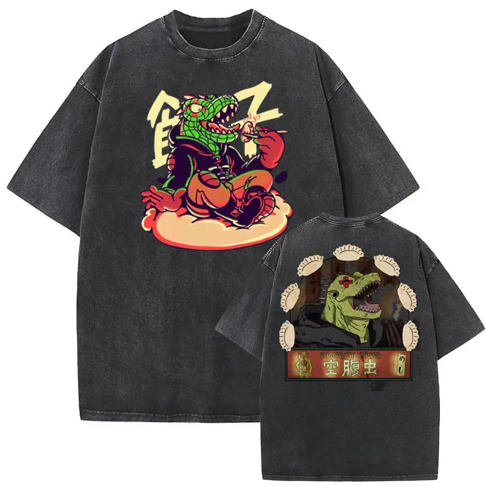 Dorohedoro Kaiman Anime T‑Shirt Washed Vintage Retro Manga Graphic Tee Casual Loose Unisex Short Sleeve Cotton Streetwear Tops