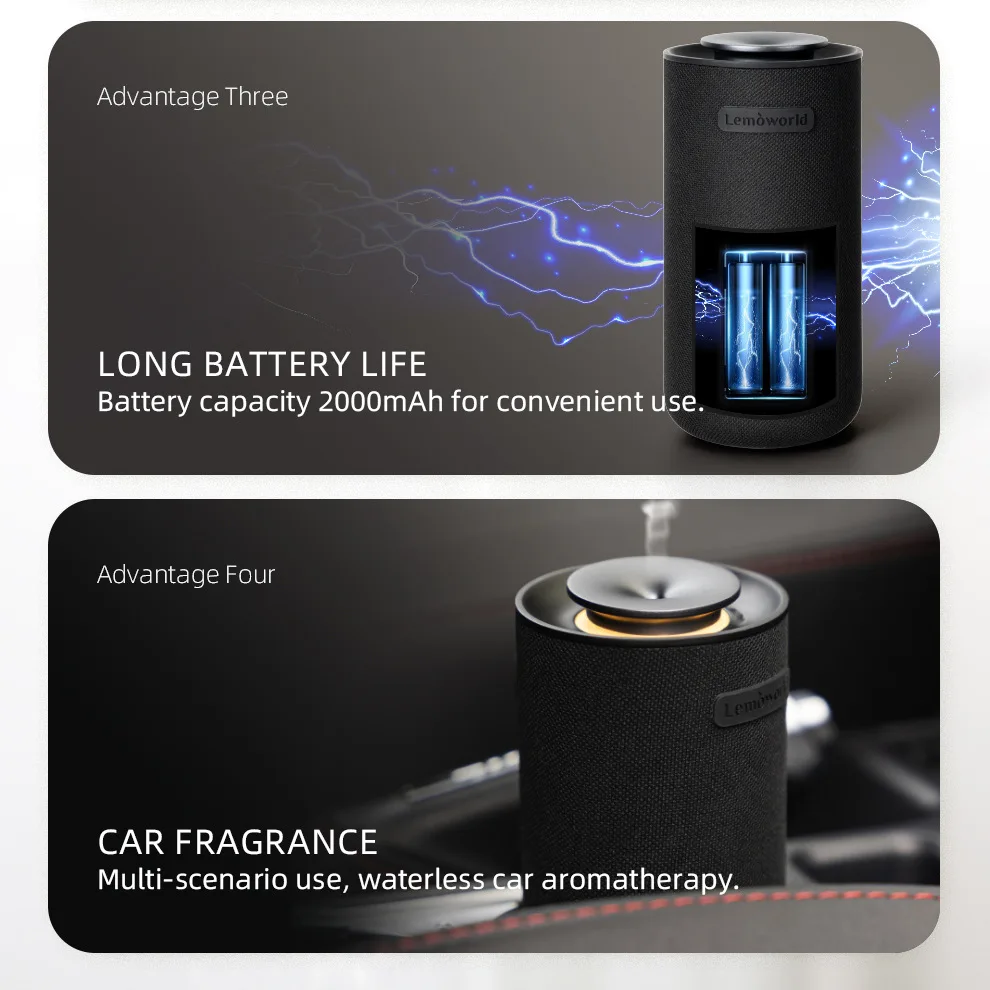 2-in-1 Aromatherapy Diffuser For Home & Car, Auto On/Off Car Diffuser With 2 Mist Modes, Compatible With 5/10/15ml Essential