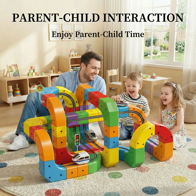 Kinder Magnetische Schiene Auto Würfel Spielzeug, DIY Bausteine Lernspielzeug, Magische Gleis Zug Konstruktion, Kinder Weihnachtsgeschenk