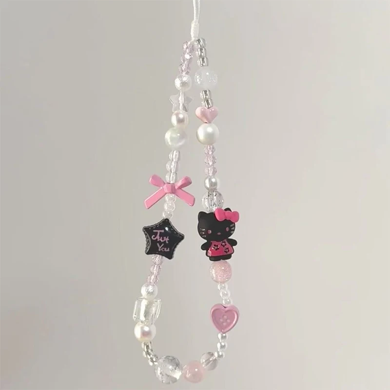 مرحبا كيتي سلسلة الهاتف فتاة حلوة مكافحة خسر شريط للرسغ سوار حقيبة سماعة الاذن حفل زفاف وعيد ميلاد GiftCharm حقيبة #5