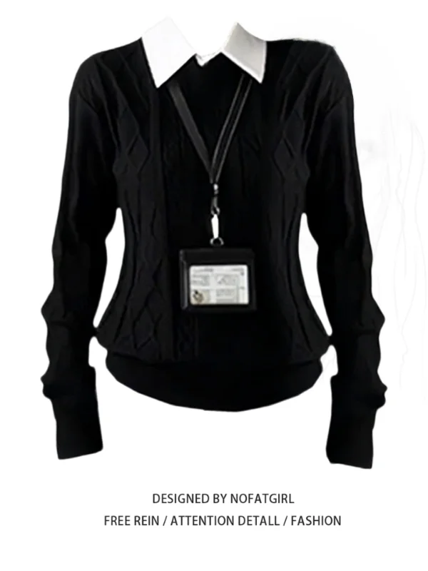 

Женский вязаный свитер больших размеров для осени и зимы, модный, облегающий, с узором «косы», в университетском стиле, повседневный топ