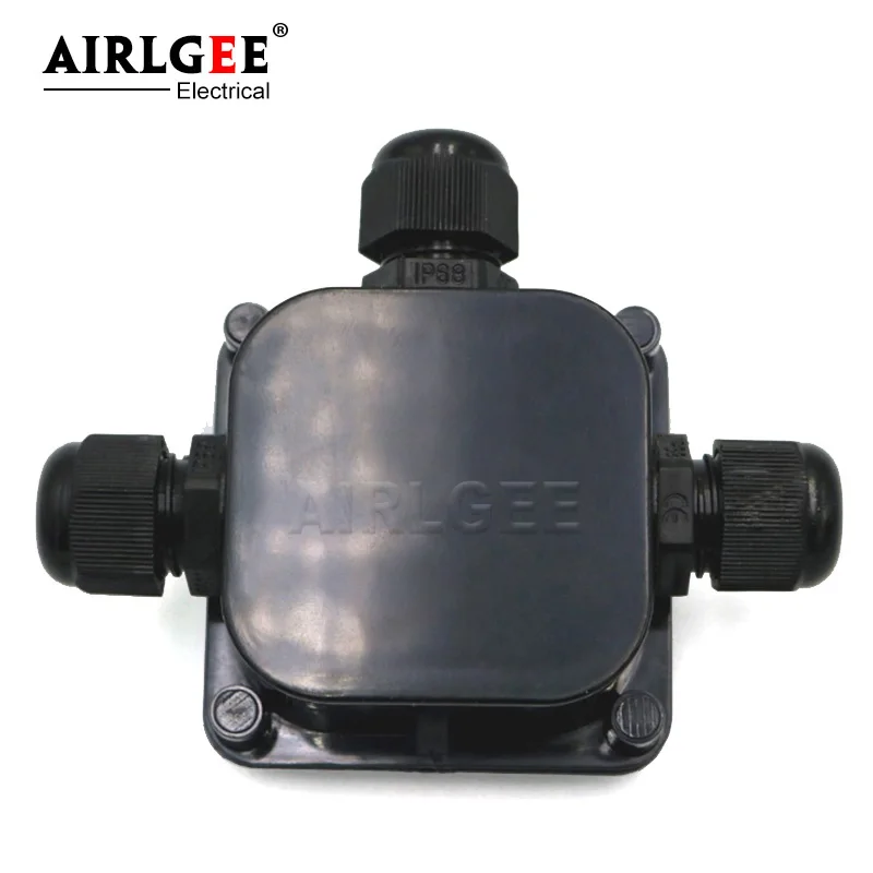 IP68 3 Pin 3 Way Outdoor Waterproof ABS Plastic Electrical Cable Junction Box Connector T Shape Cable Connector