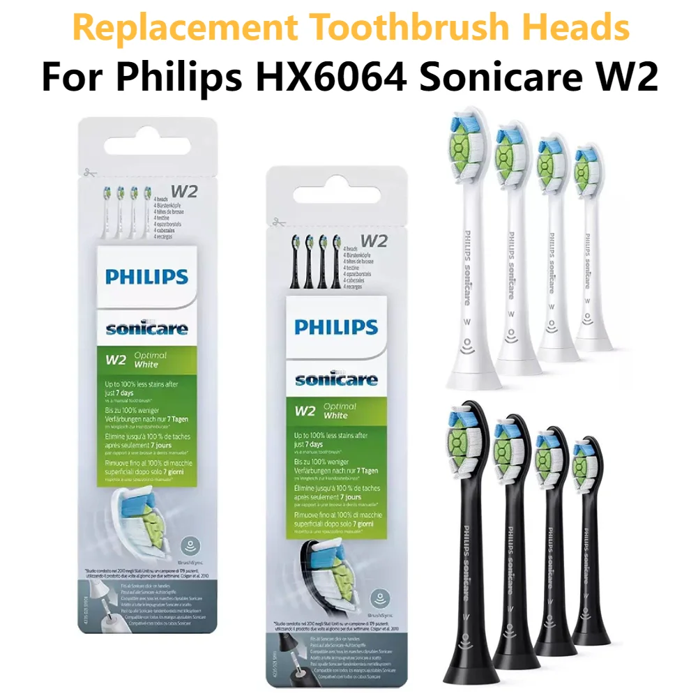 4/8PCS Toothbrush Heads Replacement Toothbrush Heads Electric Toothbrush Head For Philips HX6064 Sonicare W2 White Or Black