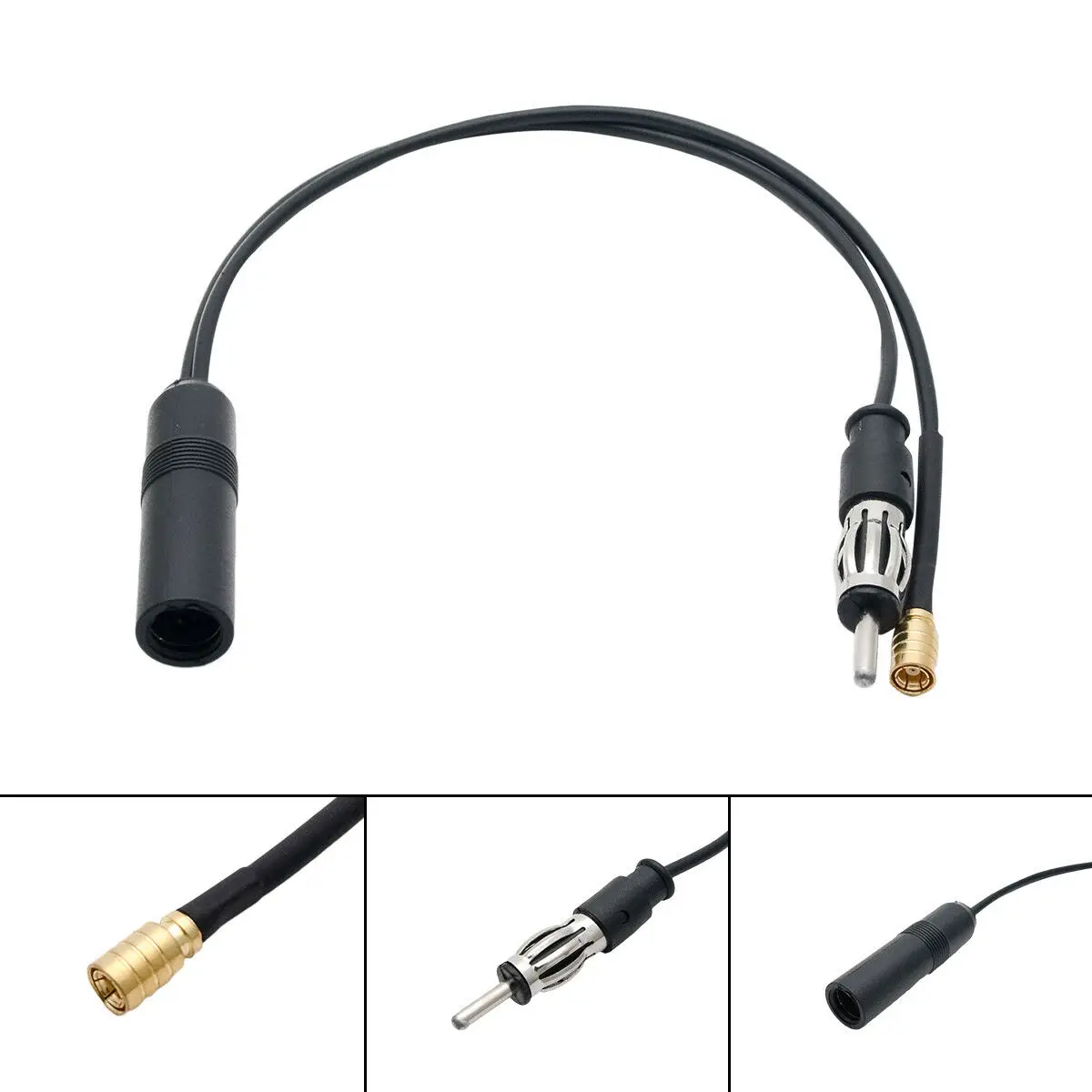 

1Pcs Dab FM/AM Car Radio Vehicle Active Plug Accessory Aerial Wireless SMB Cable Splitter DIN Antenna Converter Adapter Car Part