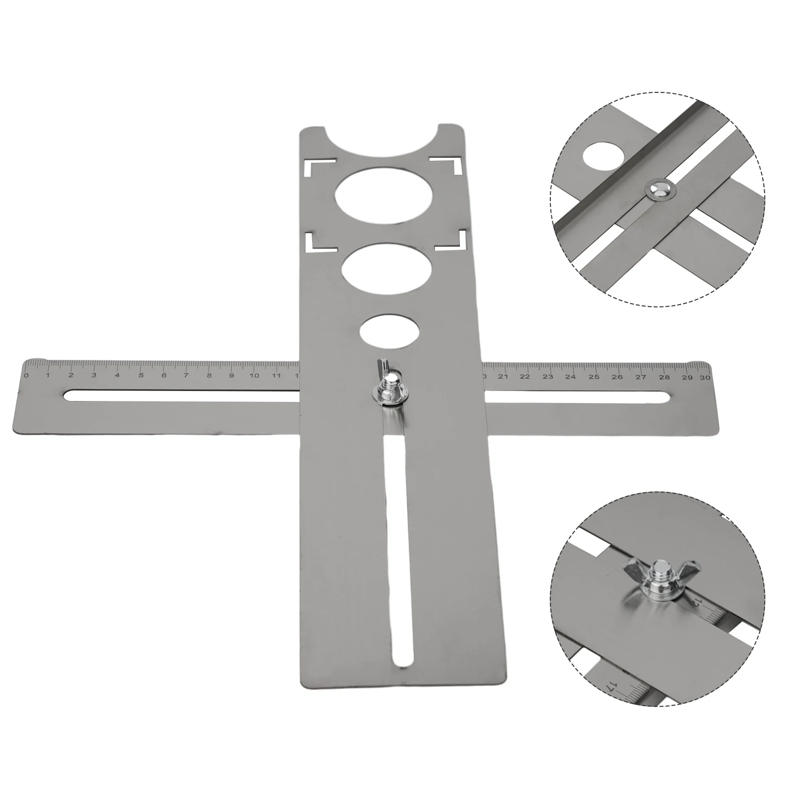 Decorated Work Multifunction Ruler Adjustable Stainless Steel Ceramic Tile Hole Locator Ruler for Easy Punching