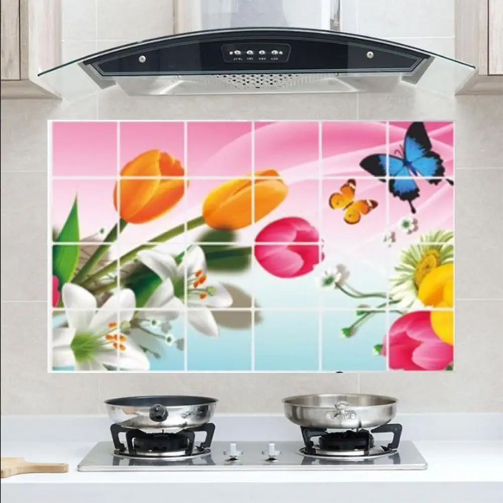 Oil proof Wall Stickers Oil Stickers Waterproof Kitchen Wall Sticker with Dolphin Design Heat Resistant for Bathroom