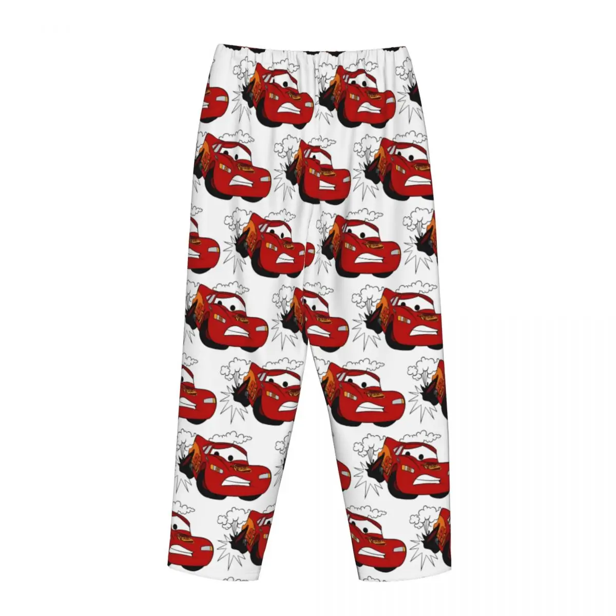 Custom Printed Women\'s Lightning Mcqueen Cartoon Cars Pajama Pants Sleepwear Sleep Lounge Bottoms with Pockets