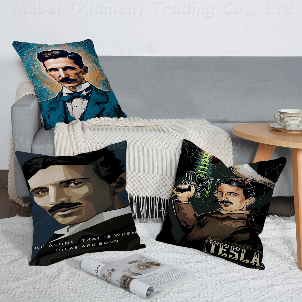 Nikola Tesla Pillowcase Toon Gift Cushion Cover Bedroom Home Sofa Chair Seat Decor Pillow Case