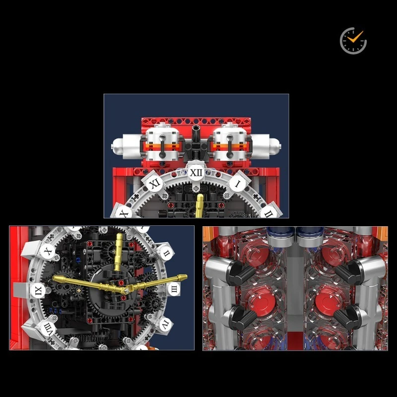 Modelo de relógio de motor para crianças, montagem artesanal, bloco de construção, brinquedo de modelagem, ornamento de mesa, kits de brinquedos para crianças