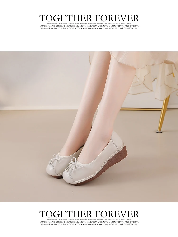 Neue Vintage-Pumps mit plissierter Schleife, Damen-Keilabsatzschuhe, flache Schuhe aus echtem Leder, handgefertigte Slip-On-Loafer für Damen, Retro-Hochzeitsschuhe in Rot. – Detail 16