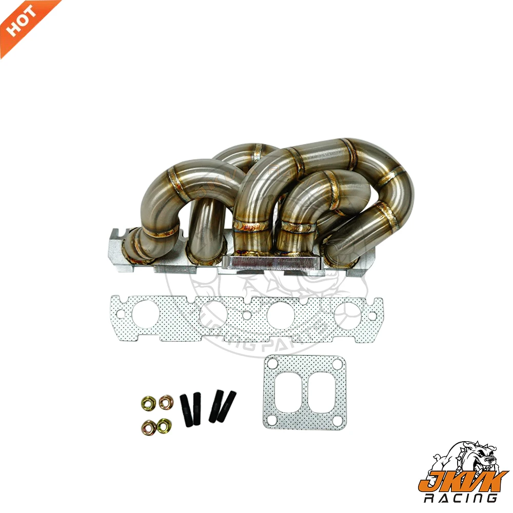 JKVK RACING Stainless Steel 3mm T4 Twin Turbo Manifold For MK5 MK6 EA888 EA113 A3 S3 A5 Q5 A6 TT TTS 2.0 TFSI