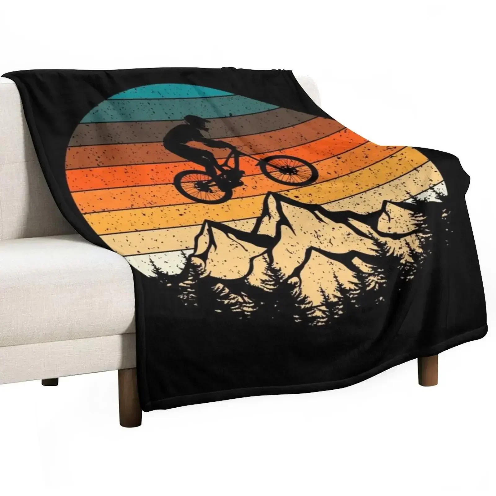 Mountainbike Downhill Retro Vintage Gift Throw Blanket Loose Luxury Thicken Large Blankets