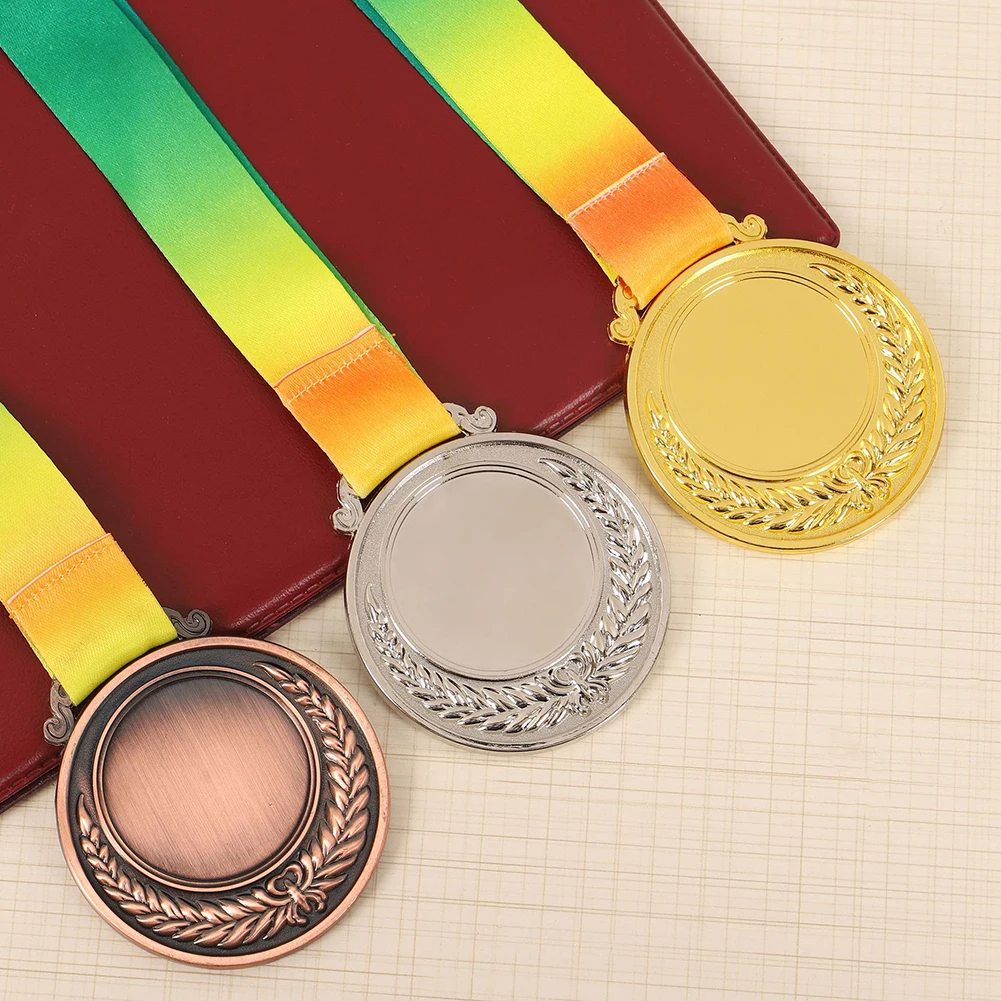 1-10Pcs Award Medals Blank Medal with Color Ribbon Gold Silver Bronze Winner Reward Medal Customized Gift Competitions Souvenir