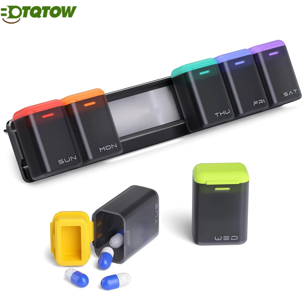 

7-Day Magnetic Pill Organizer | Detachable Daily Pill Box| Large Capacity for Vitamin,Portable Travel Pill Case with Color-Coded