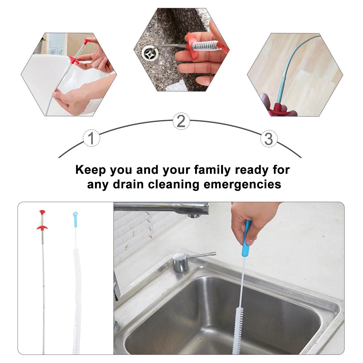 

2 шт., набор дренажных инструментов, пластиковый съемник засоров для раковины, канализации, дноуглубительные работы, ванны, душа, трубы, очиститель змеи