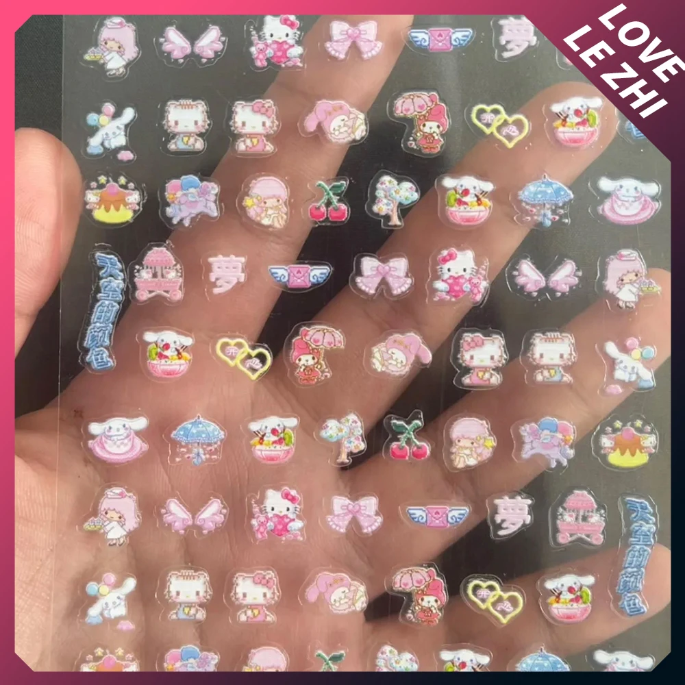 Various Styles Mini Cute Diy Handwork Nails Stickers Kawaii Sanrioed Hello Kitty Cinnamoroll Animal Press On Nails Art Stickers