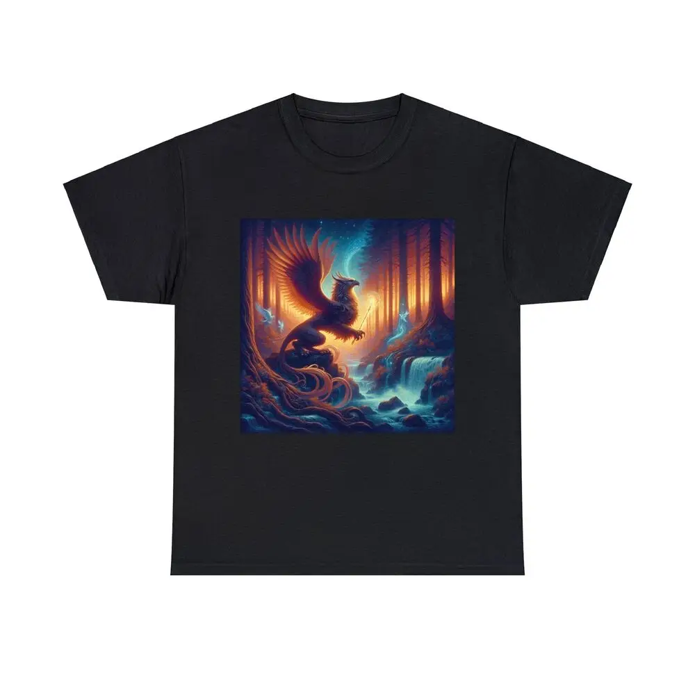 Mystical Griffin Forest Spirit Waterslide Cool Fantasy Tee Anime Graphic T-shirts Vintage High Quality 100%Cotton