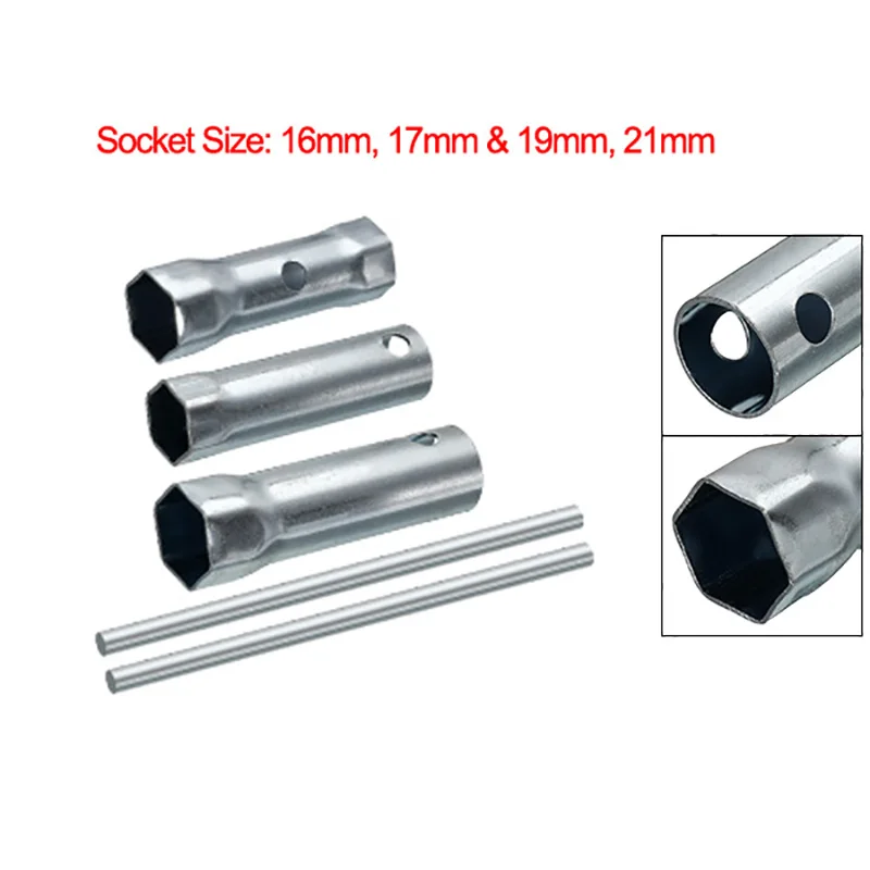 3pcs 16mm 21mm 17/19mm Spark Plug Wrench Dual Ended Wrench Socket Tool with Torque Bar Handle Spanner Set For Car Auto