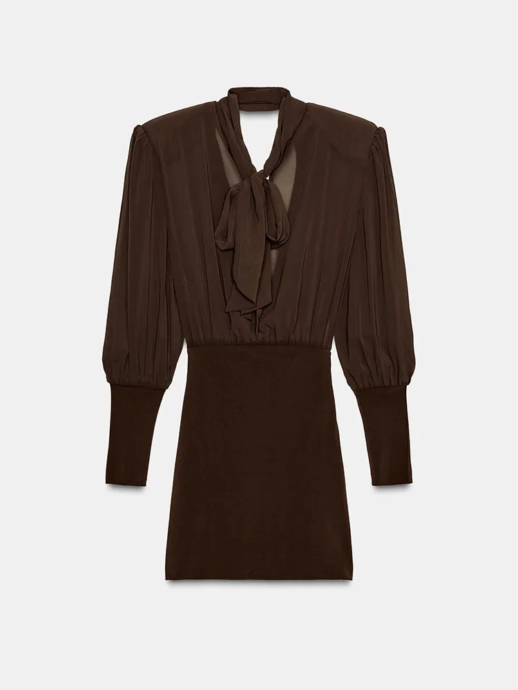 Di fascia alta ZA2025 Donna Inverno Nuovo Lungo Sve Colletto alla coreana Patchwork ort Dr Faionable Zipper Sle Bubble Sve