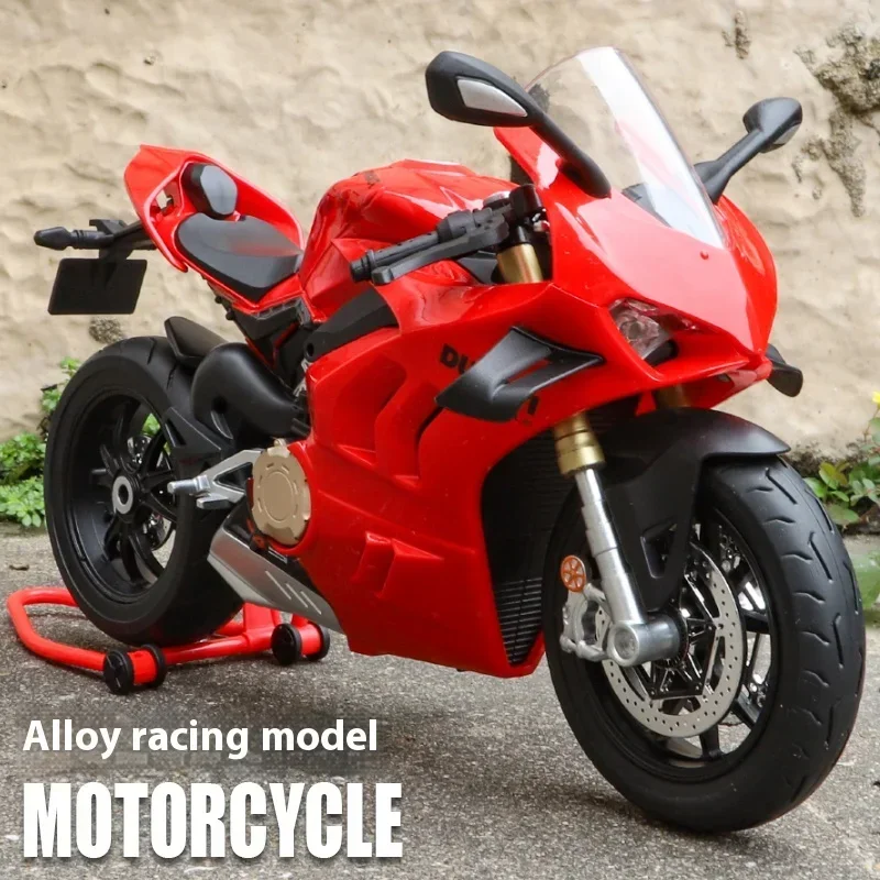 1:9 Ducati Panigale V4S Off Road Autocycle Alloy Die Cast Motorcycle Model Sound & Light Simulation Collection Series Decoration